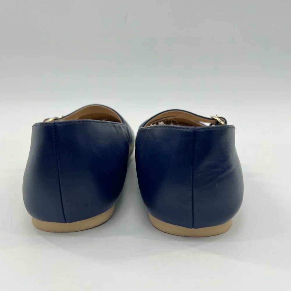 Janie and Jack Mary Jane Flats Kids 4 Girls Navy Cap Toe Faux Leather Dressy